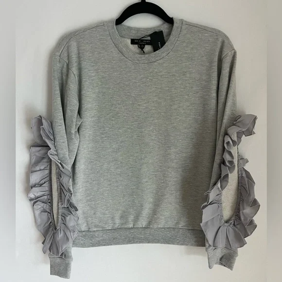 Romeo & Juliet Couture Light Gray Ruffle Sleeve Sweatshirt - Picture 4 of 8